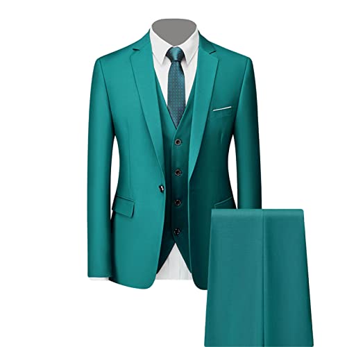 Men's Formal 3 Piece Suit Set 1 Button Slim Wedding Tuxedos Suits Lapel Stylish Business Party Blazer Vest Pants