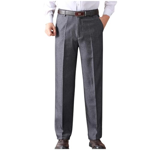 Cambkatl Men's Winter Fleece Lined Thermal Dress Pants, Straight Leg Business Casual Work Suit Trousers with Pockets