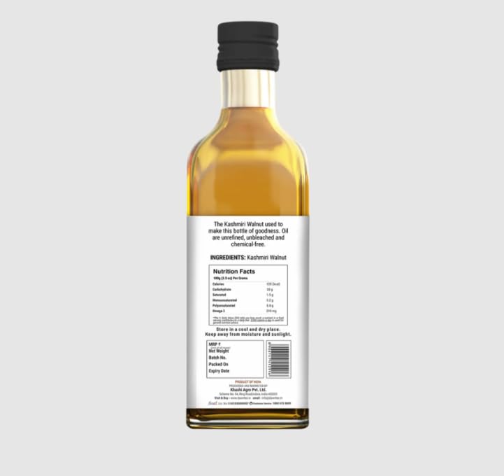 Anadi Kashmiri Walnut Oil 20ml | Cold-Pressed Pure Akhrot Oil | Cold Pressed - Certified Organic Walnut Oil for Thyroid Massage - Edible Grade Rich in Omega-3 | For Hair Growth, Skin & Cooking | - Image 2 thumbnail