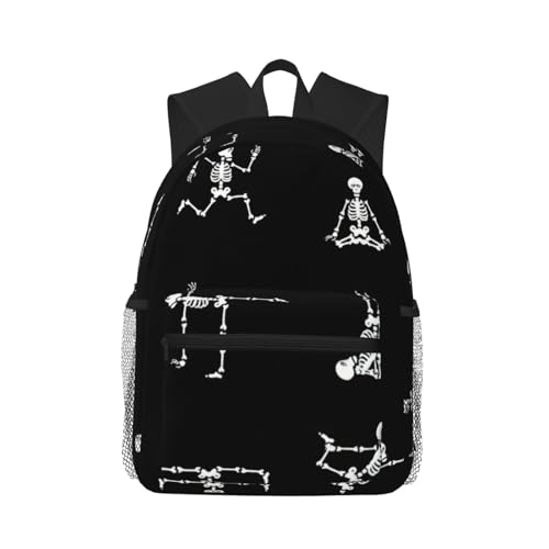 Sac à dos voyage noir crâne yoga résistant pour soulager le dos en déplacement