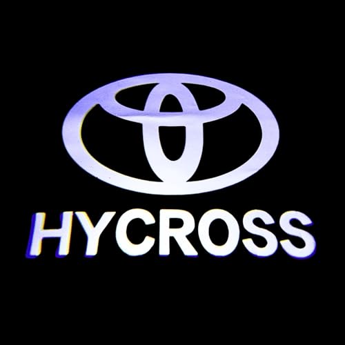 Image of KMH Ghost Shadow Light LED Projector Light Compatible with Toyota Hycross Logo with Text | Warning Anti Rear end Collision | 3D Welome Sensor Car Door Entry Logo Puddle Lamp Light - Pack of 1