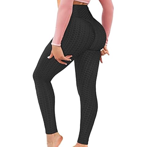 AIMILIA Butt Lifting Anti Cellulite Leggings for Women High Waisted Yoga Pants Workout Tummy Control Sport Tights Black Cover