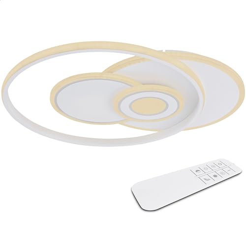 Preisvergleich Produktbild INNOVATE LED Ring Deckenlampe dimmbar mit Fernbedienung / Deckenleuchte Wohnzimmer modern / LED ceiling light living room 4 LED rings / LED Deckenleuchte groß xxl / LED Deckenleuchte rund 60 cm weiß