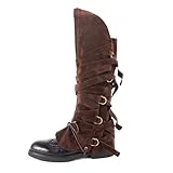 LGFKJNNJ Medieval Pirate Boot Covers Men Women: Faux Leather Renaissance Boots Cover Steampunk Viking Costume Accessory for Halloween,Brown Jedi Boot Cover