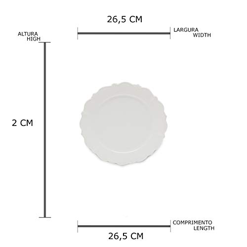 Cj 6 Pc Prato de Jantar de Porcelana Fancy Rojemac Branco