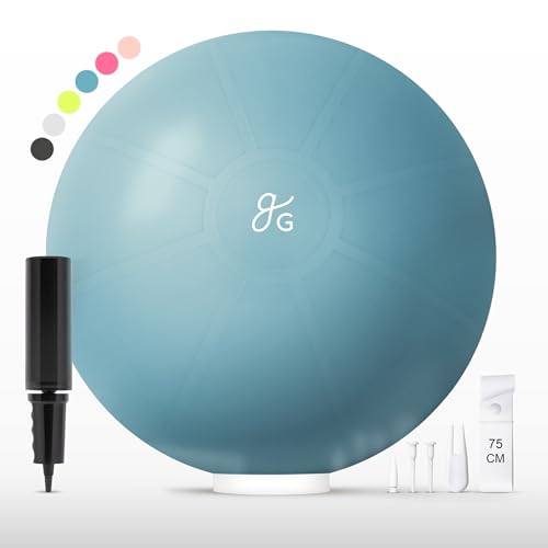 Greater Goods Yoga Ball 75cm Anti-Burst Exercise Ball for Pilates, Stability, Pregnancy & Workouts, Includes Pump, Sky Blue
