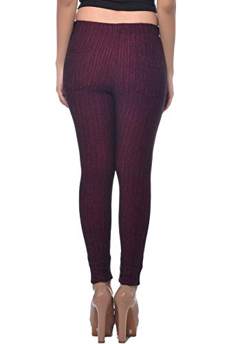 Image of Frenchtrendz Women's Cotton Spandex Jacquard Stretchable Slim Fit Jegging with Back Pockets