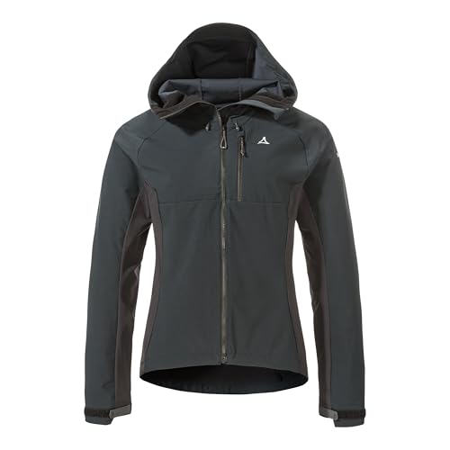 Schöffel Damen Hybrid Jk Style Salza WMS, Fahrradjacke mit helmtauglicher Kapuze, windabweisend, atmungsaktiv & wasserdicht, leichte Jacke mit 4-Wege Stretch, black, 40