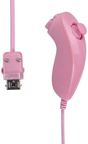 Poulep 2 Packs Gesture Controller and Nunchuck Joystick with Silicone Case for Wii Wii U Gamepad Console (Pink and White)