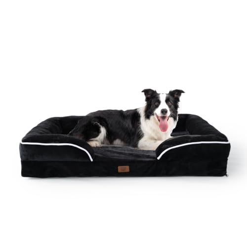 Image of EGOHOME Orthopedic Large Dog Bed with Gel Memory Foam Black 36x27x6.5in | Dog Couch Waterproof Pet Sofa with Removable Washable Cover, Non-Slip Bottom,Indoor & Road Trip, CertiPUR-US PetsBed