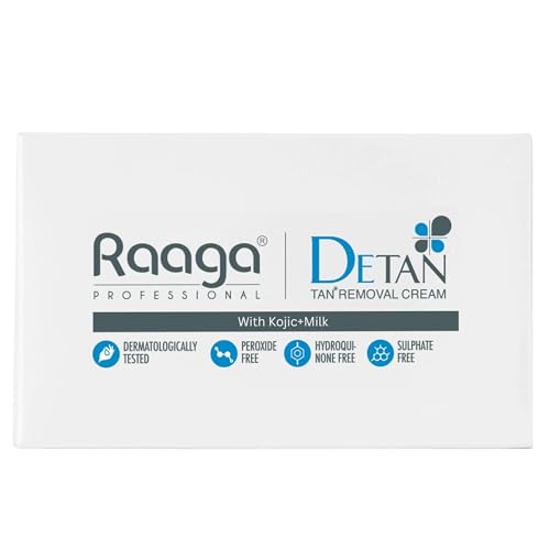 Raaga Professional De-Tan Cream | Reduces Tanning & Sun Damage | With Milk Extract for Hydrated, Even-Toned Skin | Gentle Face & Body Formula | For All Skin Types | 2.54 Oz/72g