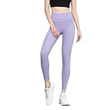 ヨガパンツ、サイズなしヌードヨガパンツ、女性のハイウエストのおなかのタッキングエクササイズバットパンツフィットネスパンツ。 ライトブルーパープル
