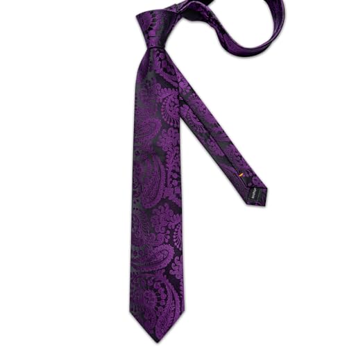 Image of DiBanGu Mens Paisley Tie Sets Silk Jacquard Woven Floral Necktie and Pocket Square Cufflinks Wedding Business Party