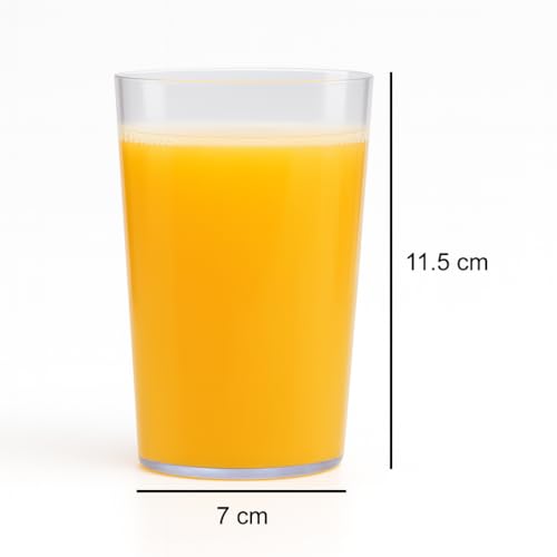 Image of Ganesh Square Plastic Fiber Glass Set of 6 for Water Drinking Glass, Juice Glasses, Soda Glass, Beer Glass, Milk Glass, Unbreakable Glass Set, Long Plastic Glass (350 ML, Transparent)