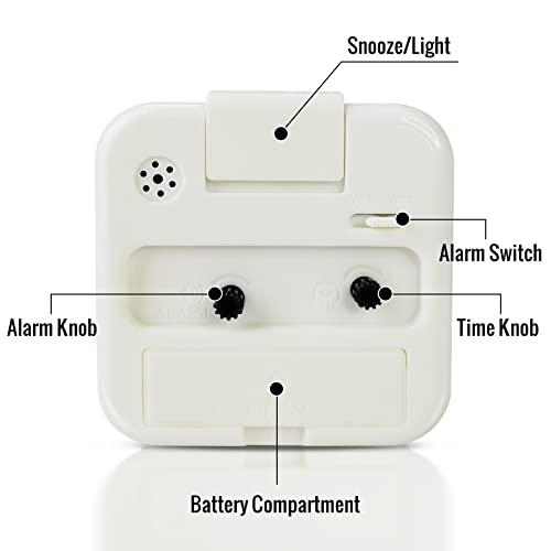 Image of Lamisola Small White Kids Desk Battery Alarm Clock, Analog Travel Clock, Quieter Bedside Clocks for Bedrooms Bathroom Living Room Kitchen Shelf