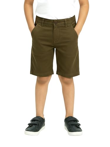 Image of KiddoPanti Boys Solid Cotton Woven Knee Length Formal Shorts
