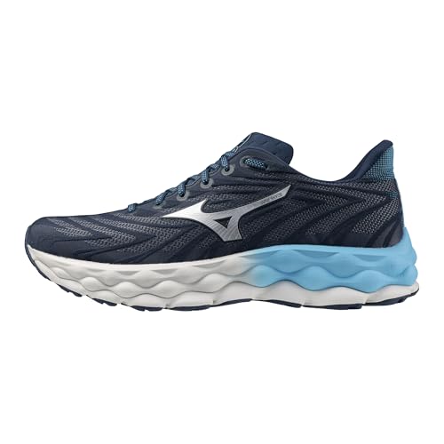 Mizuno Tênis de corrida masculino Wave Sky 8, Asa azul azul-petróleo - prata, 47