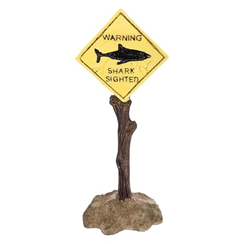 Sarini Aquarium Landscape Decoration Shark Warning Signs Fish Tank Decoration Funny Aquarium Signs Landscape Ornaments for Fish Tank