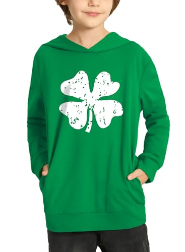 St Patrick's Day Kids Green Hoodie Sweatshirt with Pockets 4-12 Years