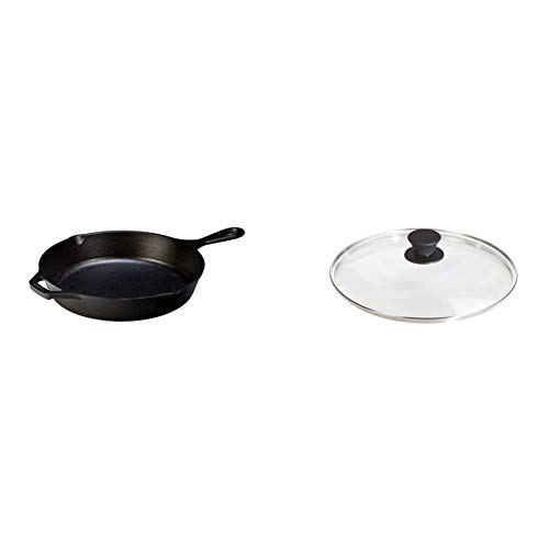 Lodge Pre-Seasoned Cast Iron Skillet With Assist Handle, 10.25", Black & Tempered Glass Lid (10.25 Inch) â€“ Fits Lodge 10-10.25 Inch Cast Iron Skillets and 5 Quart Dutch Ovens