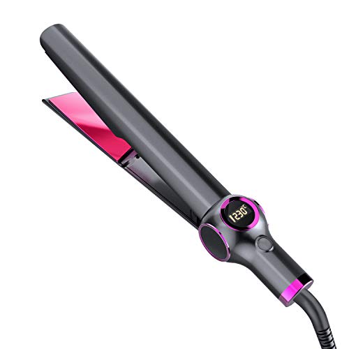Hair Straightener and Curler 2 in 1,Flat Iron for Hair Styling:for All Hair Types and Lengths – Non-Damaging Ceramic Plates, Adjustable Temperature, Convenient Rotating Design (Gray)