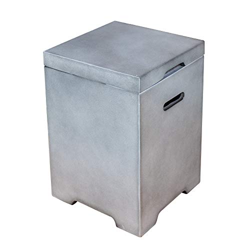 LIMOR 16 Hideaway Table, Propane Tank Cover Storage Side Table for Gas Fire Pit, Suitable for Any 20lb Propane Tank (Grey)