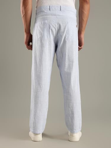 Image of Thomas Scott Men's | Stripes Printed | Premium Linen Blend | Slim Fit | Casual | Chinos | Trouser for Mens