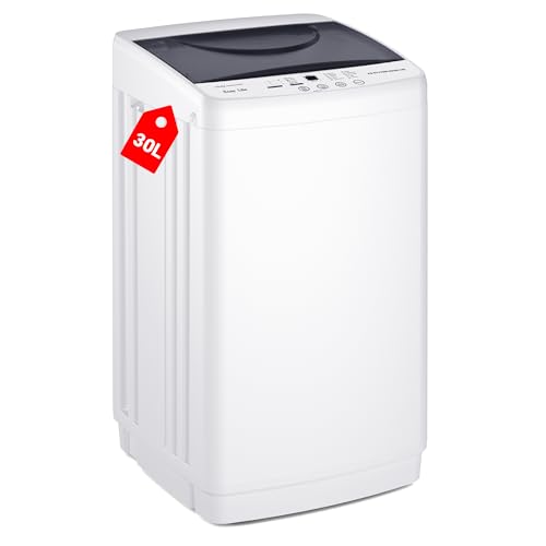Image of OLIXIS 1.06 Cu.Ft. Portable Washing Machine, Full-Automatic Laundry Washer | Stainless Steel Drum, 10 Wash Cycles, Auto-Balance, LED Display, 7.7lbs for Home Apartment Dorm, White