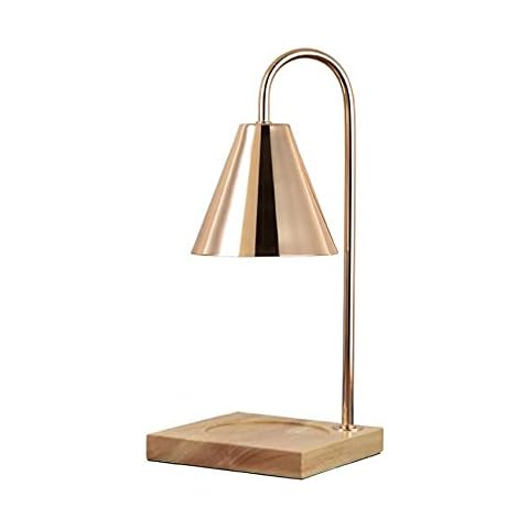 Candle Warmer for Scented Candles Wax Melter Melts and Tarts Electric Candle Warmer Lamp Top Down Stand Light Power Adjustable Frosted Metal Body Fragrance Gift Idea(Gold, wooden base) Cover