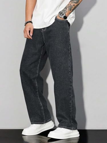Image of KOTTY Mens Solid|Mid Rise| Coin Pocket|Button|Ankle Length|Loose Fit|5 Pocket Jeans for Mens