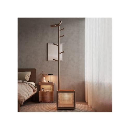 Perchero de madera maciza de nogal con diseño de ciervo y perchero móvil para dormitorio, sala de estar, entrada, elegante perchero para sombreros y cesta de ropa sucia
