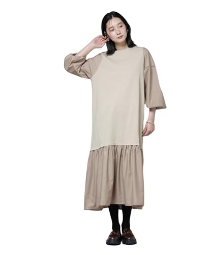 [ナノ・ユニバース] ハシゴ レーススリーブ 異素材 コンビ ワンピース レディース F 040 ベージュ 673-5219315