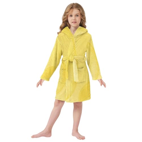Kids Bath Robes Girls Light Yellow Pattern Hooded Pajamas2