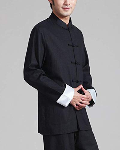 AGYE Roupas Tai Chi Masculinas, Algodão Tang Linho Manga Longa Top Kung Fu Tai Chi Wing Chun Jaqueta