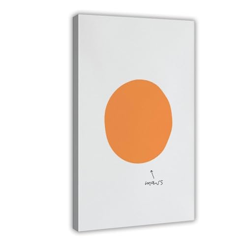 BMtyDG Mars Minimalist Orange Planet, Modern Abstract1 Canvas Poster Wall Art Prints Room Aesthetic Murals Bedroom And Living Decorations Frame 24x36inch