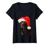 Photo Gallery donna chocolate lab dog santa carino natale labrador retriever maglietta con collo a v Photo Gallery donna chocolate lab dog santa carino natale labrador retriever maglietta con collo a v