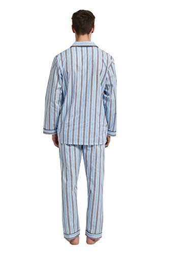 Image of GLOBAL Mens Pajamas Set, 100% Cotton Woven Drawstring Sleepwear Set with Top and Pants /Bottoms