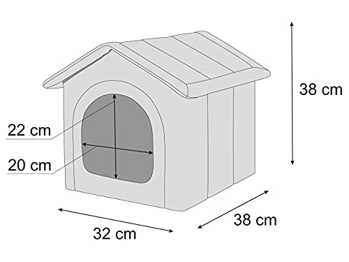PillowPrim Hundehütte Hundehöhle Hundebett Hundehaus Katzenhöhle kleine S - 38x32 cm Graphit mit Schwarz