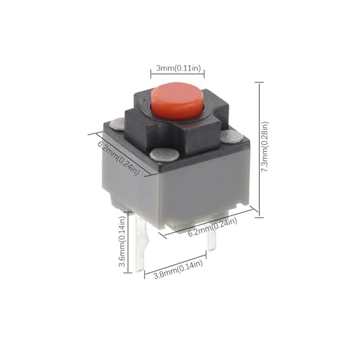 Microinterruptor de boton pulsador de 6 x 6 x 7,3 mm pack de 10 interruptores tactiles de pines 3