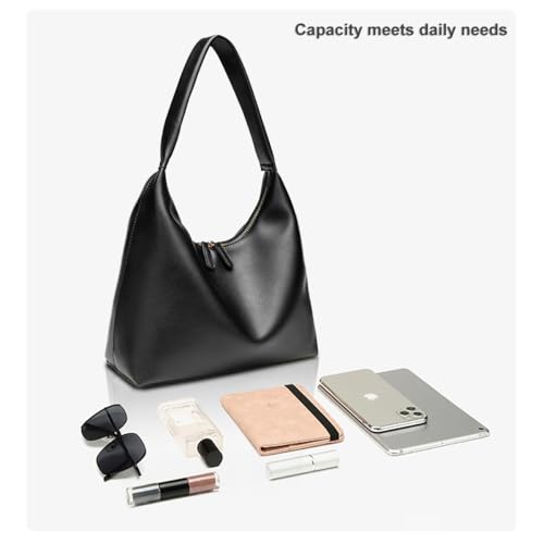 Bolso bandolera de cuero sintético para mujer negro miniatura 4