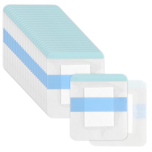30 Parches Adhesivos para Heridas, 6x7 cm Apósitos Transparentes Impermeables, Cubierta Protectora para Ducha, Alivio Postoperatorio, Caja sin Envoltura Individual