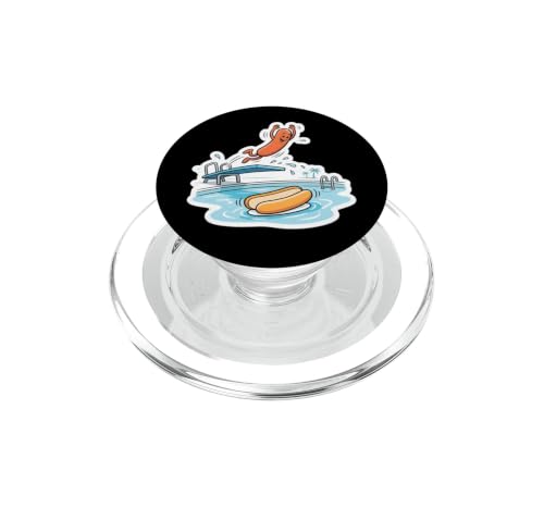 Planche de plongée Amusante avec Saucisse sautant dans Un Chignon Hot Dog BBQ PopSockets PopGrip pour MagSafe