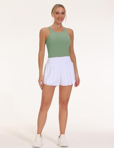 Image of THE GYM PEOPLE Women Sports Bra Sleeveless Padded Running Workout Tank Tops