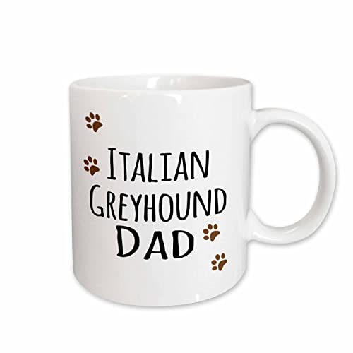 3dRose Italian Greyhound Dog Dad - Doggie by breed - brown paw 11oz Mug