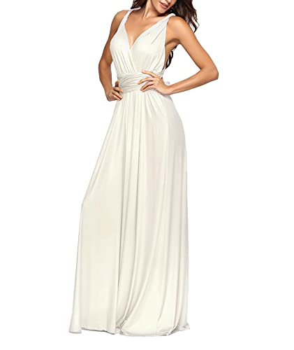 Image of Sexyshine Women's Backless Gown Dress Convertible Multi-Way Wrap Halter Cocktail Dress Bandage Bridesmaid Long Dresses