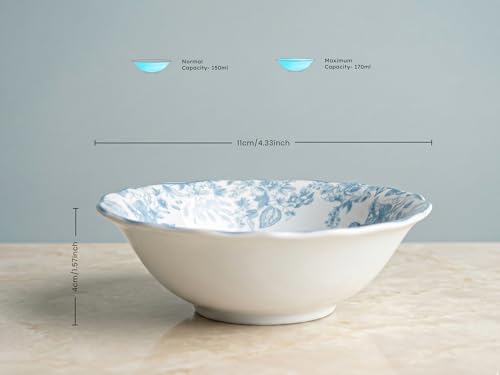 Image of Bodhi House Porcelain Dinner Set 12 Pieces - Blue Leaf White Dinnerware Set | 4 Dinner Plates, 4 Quarter Plates, 4 Katori Bowls | Premium Crockery Set for Dining, Kitchen & Gifting