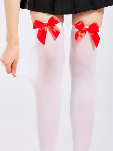 Image of SOUTHRO Thigh High Stockings & Fishnet Tights with Bow, Cute Kawaii Socks | Soft Nylon, Velvet & Satin Bow Styles; Thigh High, Knee High or Footed Tights; for Coquette, Halloween, Cosplay & Date