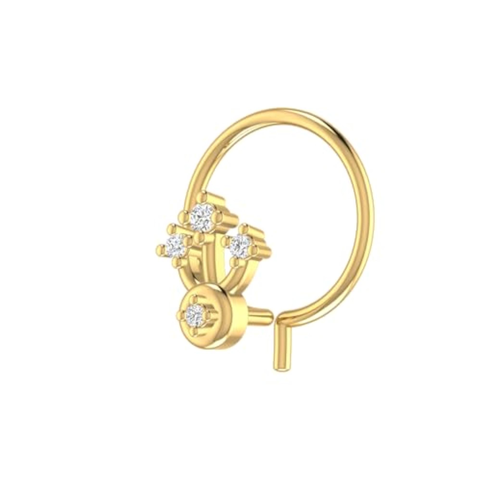 Women's 14Kt Yellow Gold Stud Nosering, Elegant