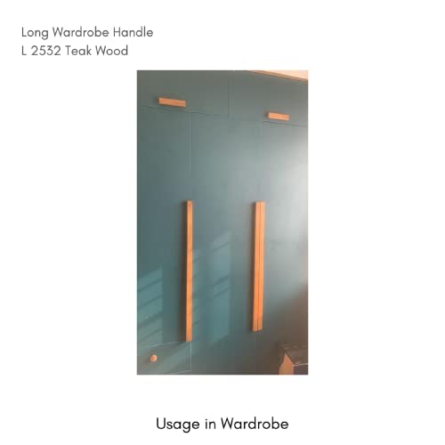 Image of Long Wardrobe Pull Handle 2532 Teak Wood (4 Inch)