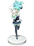 Charming Anime Musical Girl with Bunny Figurine - 7x3x2 Inch Collectible Statue | Elegant Blue & White Design, for Anime Fans, Home or Office Display | Cute and Compact Display Statue